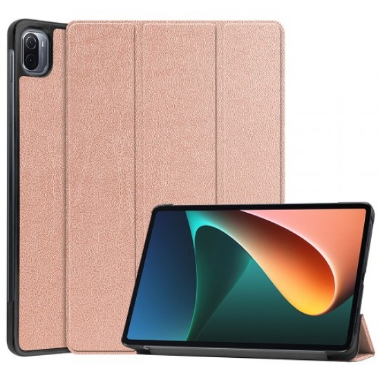PU Leather Trifold Stand Slim Fit Smart Cover with Auto Sleep / Wake for Xiaomi Pad 5 - Rose Gold XIAOMI  Tablet Cases