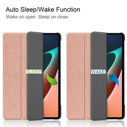 Θήκη Βιβλίο Tri-Fold με Βάση Στήριξης για Xiaomi Pad 5 - Ροζέ Χρυσαφί Θήκη Βιβλίο Tri-Fold με Βάση Στήριξης για Xiaomi Pad 5 - Ροζέ Χρυσαφί