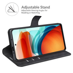 Premium PU Leather Stand Flip Wallet Cover with Square Magnetic Clasp for Xiaomi Redmi Note 10 Pro 5G (China) / Poco X3 GT - Bla