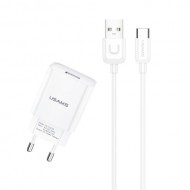 USAMS T21 2.1A Fast Charging Wall Phone Charger and Type-C Cable (EU Plug)