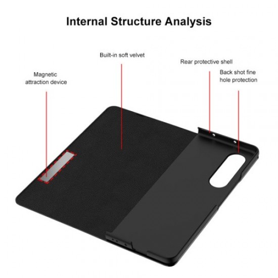 GKK Magnetic Auto-absorbed PU Leather Wallet Case Stand Flip Cover for Samsung Galaxy Z Fold3 5G - Black Samsung Cases Mobile