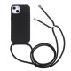Anti Scratch TPU Phone Case Cover with Adjustable Lanyard for iPhone 13 6.1 inch - Black Apple Cases Mobile