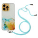 Θήκη Σιλικόνης TPU με Κορδόνι Λαιμού για iPhone 13 Pro 6.1 inch - Κίτρινο και Γαλαζοπράσινο Μάρμαρο Apple Θήκες Κινητών