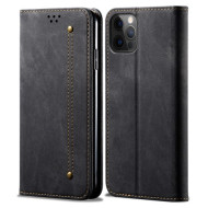 Full Protection Jeans Cloth Texture Leather Wallet Stand Design Case for iPhone 13 Pro Max 6.7 inch - Black