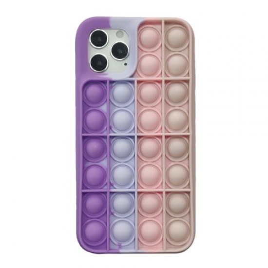 Sensory Push Pop Bubble Toy Shockproof Release Stress Soft Silicone Protective Case for iPhone 12 Pro Max - Purple Apple Cases Mobile
