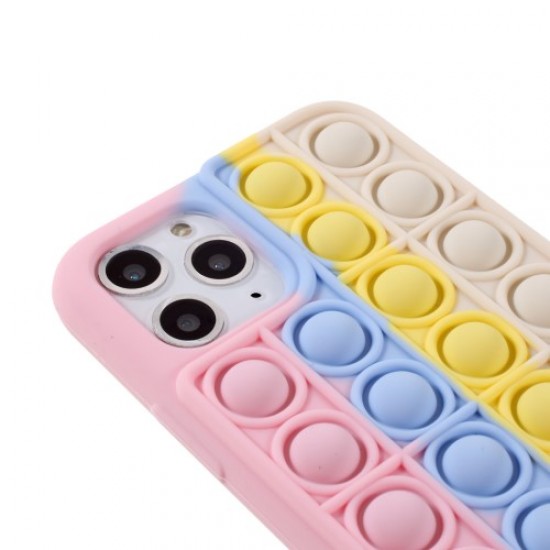 Push Pop Bubble Decompression Toy Soft Silicone Mobile Phone Protective Case for iPhone 11 Pro Max 6.5-inch - Pink Apple Cases Mobile