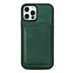 Vintage Texture Plastic+PU Leather+TPU Auto Suction Phone Case Shell for iPhone 12 Pro Max - Green Vintage Texture Plastic+PU Leather+TPU Auto Suction Phone Case Shell for iPhone 12 Pro Max - Green