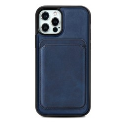 Vintage Texture Plastic+PU Leather+TPU Auto Suction Phone Case Shell for iPhone 12 Pro Max - Blue Vintage Texture Plastic+PU Leather+TPU Auto Suction Phone Case Shell for iPhone 12 Pro Max - Blue