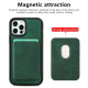Vintage Texture Magnetic Suction Hybrid Phone Case with Card Holder for iPhone 12/12 Pro - Green Apple Cases Mobile