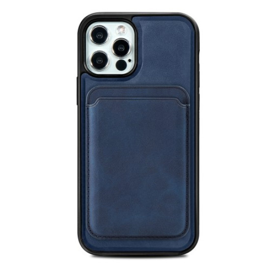 Vintage Texture Magnetic Suction Hybrid Phone Case with Card Holder for iPhone 12/12 Pro - Blue Apple Cases Mobile