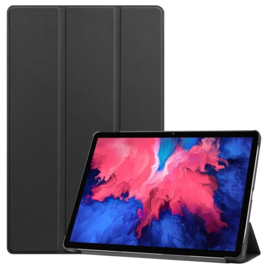 Tri-fold Leather Stand Tablet Case for Lenovo Tab P11 TB-J606F - Black Lenovo Cases Mobile Tablet
