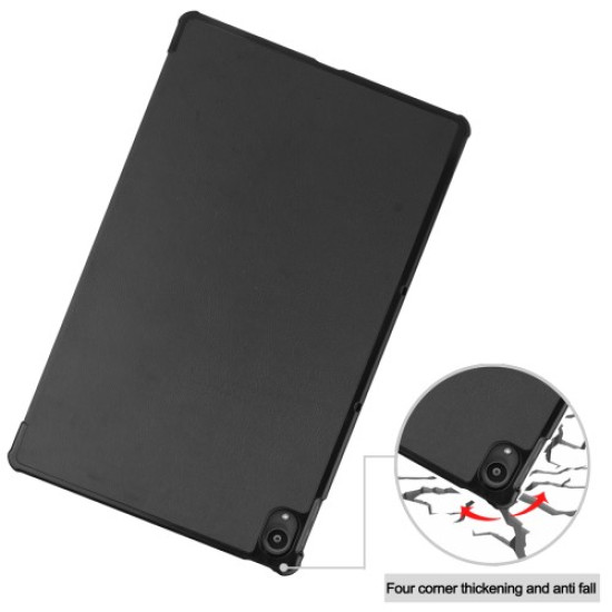 Tri-fold Leather Stand Tablet Case for Lenovo Tab P11 TB-J606F - Black Lenovo Cases Mobile Tablet