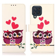 Pattern Printing Folio Flip Premium PU Magnetic Closure Wallet Case for Samsung Galaxy M32 (Global Version) - Owls Family