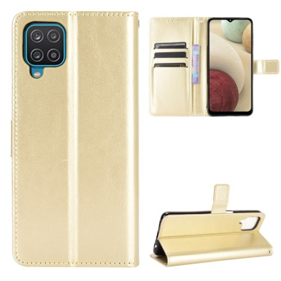 Δερμάτινη Θήκη Πορτοφόλι με Βάση Στήριξης για Samsung Galaxy M32 (Global Version) - Χρυσαφί Samsung Θήκες Κινητών