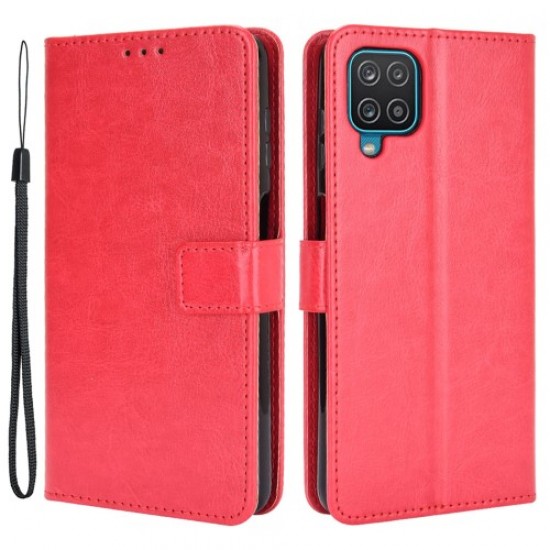 Δερμάτινη Θήκη Πορτοφόλι με Βάση Στήριξης για Samsung Galaxy M32 (Global Version) - Κόκκινο Samsung Θήκες Κινητών