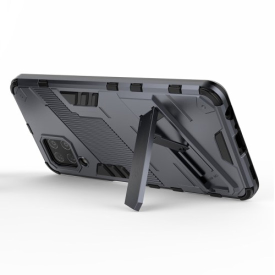 Shock-resistant PC + TPU Combo Case Kickstand Design Protective Phone Case for Samsung Galaxy M32 (Global Version) - Grey Samsung Cases Mobile