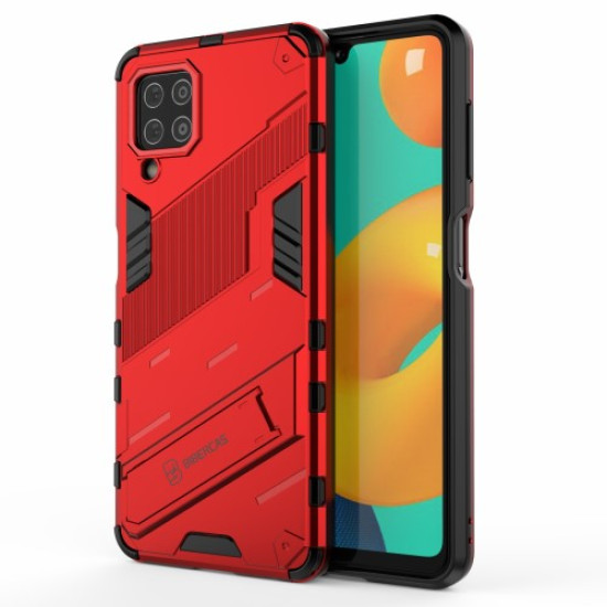 Shock-resistant PC + TPU Combo Case Kickstand Design Protective Phone Case for Samsung Galaxy M32 (Global Version) - Red Samsung Cases Mobile