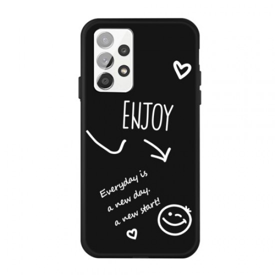 Enjoy Smile Pattern Matte TPU Case Phone Accessory for Samsung Galaxy A32 5G - Black Samsung Cases Mobile