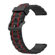 22mm Vertical Stripe Bi-color Silicone Watch Strap for Samsung Galaxy Watch 46mm/Galaxy Watch 3 45mm - Black/Red