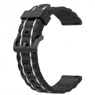 22mm Vertical Stripe Bi-color Silicone Watch Strap for Samsung Galaxy Watch 46mm/Galaxy Watch 3 45mm - Black/White