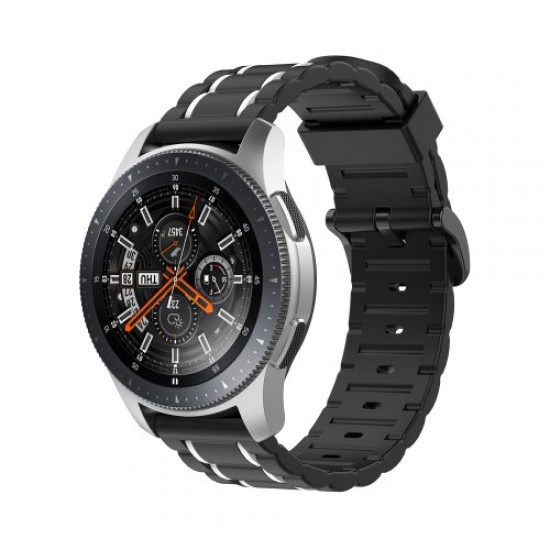 Μπρασελέ Σιλικόνης 22mm 2 Χρωμάτων για Samsung Galaxy Watch 46mm - Μαύρο/Λευκό Gadgets - Παιχνίδια - Hobby