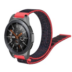 22mm Width R800 Loop Fastener Nylon Weaven Smart Watch Replacement Strap for Samsung Galaxy Watch 46mm - Black / Red 22mm Width R800 Loop Fastener Nylon Weaven Smart Watch Replacement Strap for Samsung Galaxy Watch 46mm - Black / Red