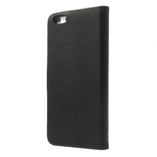 Δερμάτινη Θήκη Πορτοφόλι με Βάση Στήριξης για iPhone 6s Plus / 6 Plus 5.5 inch - Μαύρο Apple Θήκες Κινητών