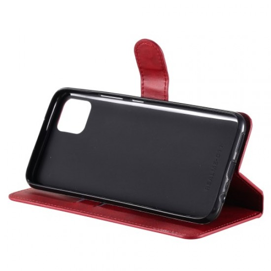 Classic Style Wallet + Stand Flip Leather Phone Case for Realme C11 - Red Oppo Realme Cases Mobile