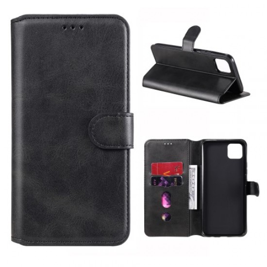 Classic Style Wallet + Stand Flip Leather Phone Case for Realme C11 - Black Oppo Realme Cases Mobile