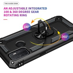 Anti-drop PC + TPU Combo Hybrid Phone Shell with Ring Kickstand for Oppo A53 / Oppo A53s / A32 4G - Black Anti-drop PC + TPU Combo Hybrid Phone Shell with Ring Kickstand for Oppo A53 / Oppo A53s / A32 4G - Black