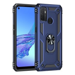 Anti-drop PC + TPU Combo Hybrid Phone Shell with Ring Kickstand for Oppo A53 / Oppo A53s / A32 4G - Blue Anti-drop PC + TPU Combo Hybrid Phone Shell with Ring Kickstand for Oppo A53 / Oppo A53s / A32 4G - Blue