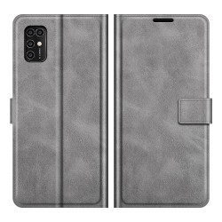 Magnetic Square Clasp Leather Wallet Stand Protective Case Cover for ZTE Blade V2020 Smart - Grey