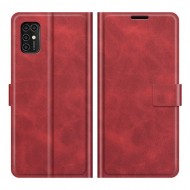 Magnetic Square Clasp Leather Wallet Stand Protective Case Cover for ZTE Blade V2020 Smart - Red