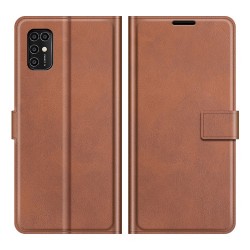 Magnetic Square Clasp Leather Wallet Stand Protective Case Cover for ZTE Blade V2020 Smart - Brown