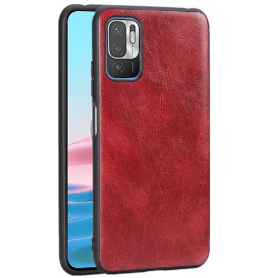 Crazy Horse Texture PU Leather Coated Plastic+TPU Case for Xiaomi Redmi Note 10 5G/Poco M3 Pro 5G/4G - Red XIAOMI Cases Mobile