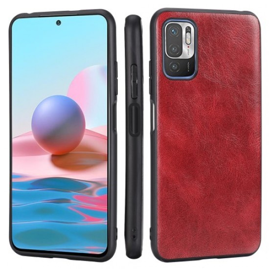 Crazy Horse Texture PU Leather Coated Plastic+TPU Case for Xiaomi Redmi Note 10 5G/Poco M3 Pro 5G/4G - Red XIAOMI Cases Mobile