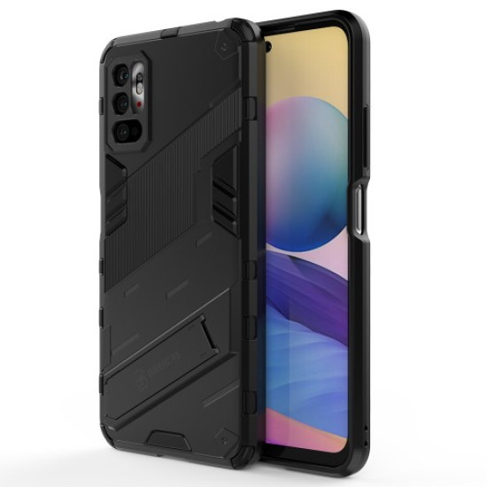 Kickstand Design Anti-Drop PC + TPU Hybrid Phone Case Cover for Xiaomi Redmi Note 10 5G/Poco M3 Pro 5G/4G - Black XIAOMI Cases Mobile