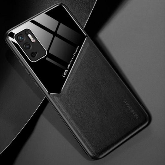 Precise Cut-Out Cover Textured Leather Coated Hybrid Case with Magnetic Metal Sheet Design for Xiaomi Redmi Note 10 5G/Poco M3 Pro 4G/Poco M3 Pro 5G - Black XIAOMI Cases Mobile