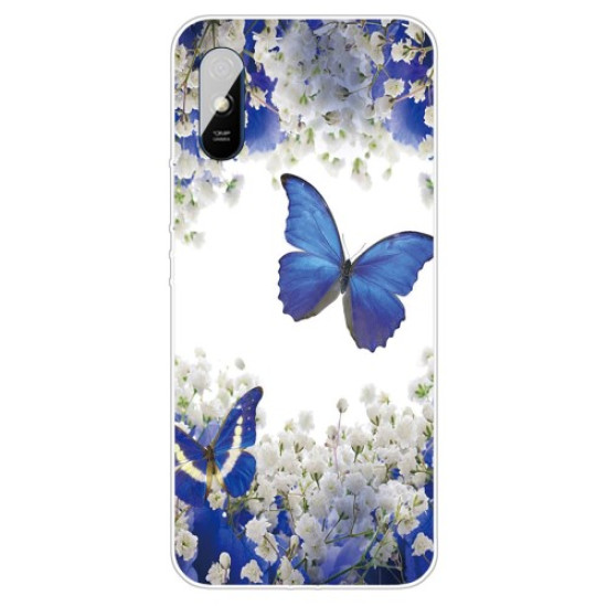 Pattern Printing Soft TPU Phone Case for Xiaomi Redmi 9A - Blue Butterfly XIAOMI Cases Mobile