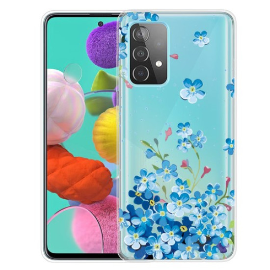 Θήκη Σιλικόνης TPU για Samsung Galaxy A32 4G (EU Version) - Μπλε Λουλούδια Samsung Θήκες Κινητών