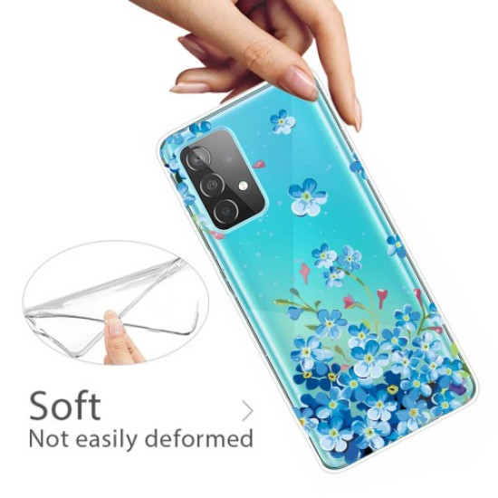 Θήκη Σιλικόνης TPU για Samsung Galaxy A32 4G (EU Version) - Μπλε Λουλούδια Samsung Θήκες Κινητών