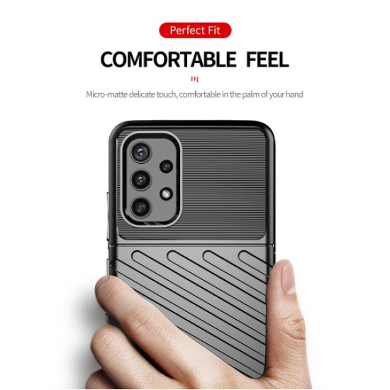 Θήκη Σιλικόνης TPU Ενισχυμένη (Όψη Twill) για Samsung Galaxy A32 4G (US Version) - Μαύρο Samsung Θήκες Κινητών