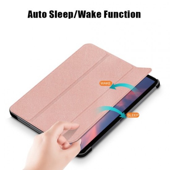 Δερμάτινη Θήκη Βιβλίο TriFold με Βάση Στήριξης για iPad Pro 11-inch (2021)/(2020)/(2018)/Air (2020) - Ροζέ Χρυσαφί Apple Θήκες Tablet