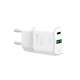 PURO White Mini Fast Travel Charger USB-A USB-C Power Delivery 20W - White Apple Cables Adapters & Chargers