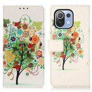 Pattern Printing Leather Wallet Stand Case for Xiaomi Mi 11 Lite 5G/4G - Colorized Tree