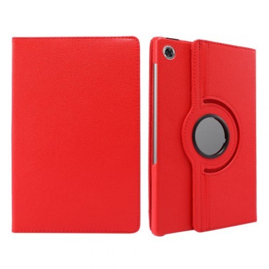 360° Swiveling Stand Design Litchi Texture Leather Case for Lenovo Tab M10 Plus - Red Lenovo Cases Mobile Tablet