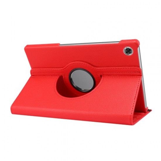 360° Swiveling Stand Design Litchi Texture Leather Case for Lenovo Tab M10 Plus - Red Lenovo Cases Mobile Tablet