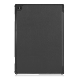 Stylish Tri-fold Leather Cover for Lenovo Tab M10 FHD REL TB-X605FC - Black