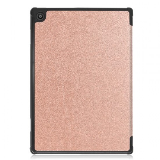 Stylish Tri-fold Leather Cover for Lenovo Tab M10 FHD REL TB-X605FC - Rose Gold Lenovo Cases Mobile Tablet