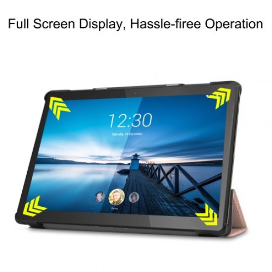 Stylish Tri-fold Leather Cover for Lenovo Tab M10 FHD REL TB-X605FC - Rose Gold Lenovo Cases Mobile Tablet